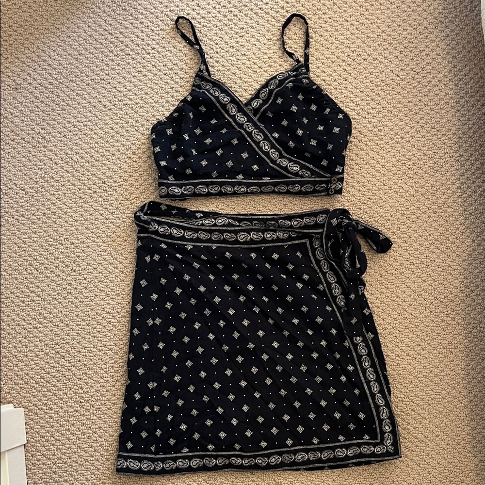 Navy and White Skirt & Top Set